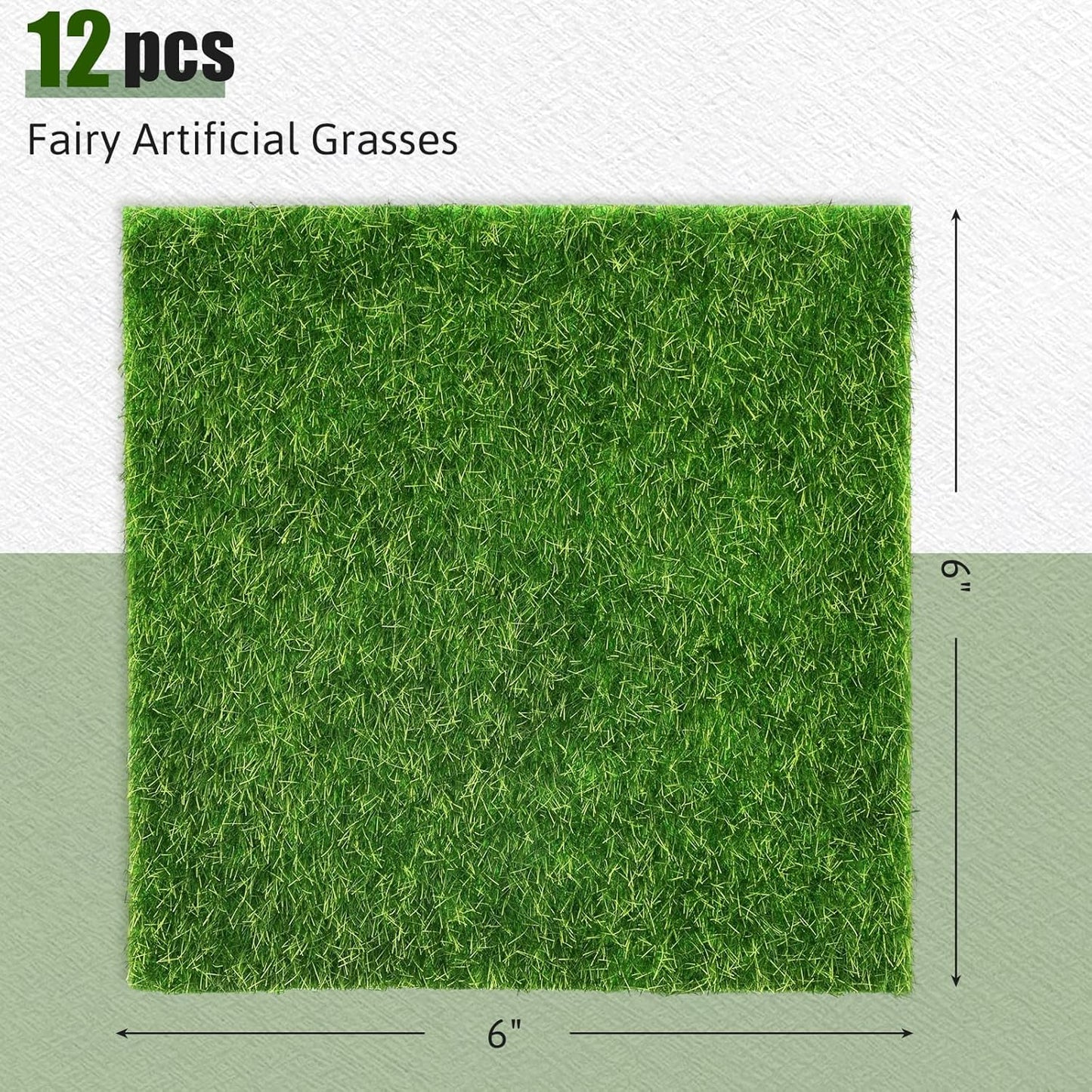 4 Packs Fake Grass Decor for Crafts, 6" x 6" Fairy Artificial Moss for Miniature Garden, Dollhouse Accessories Diorama Supplies DIY Decoration