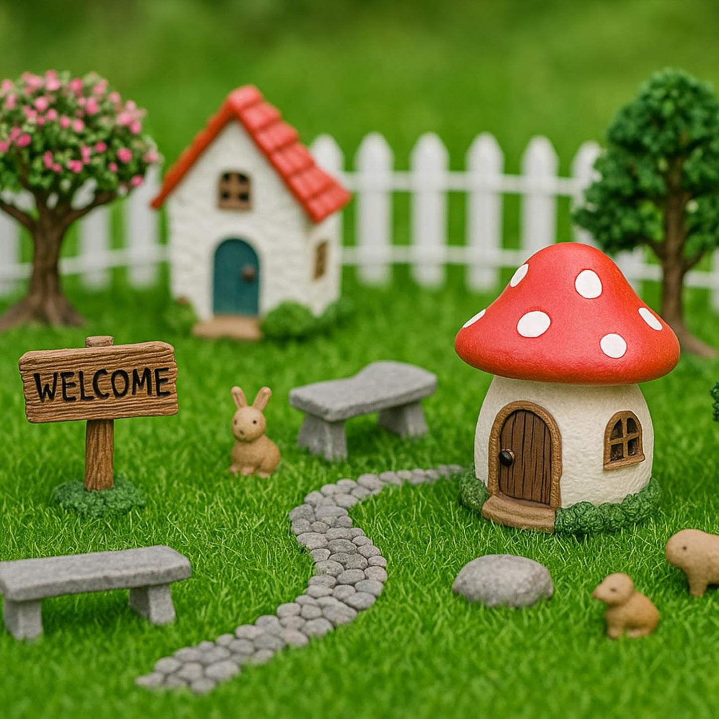 4 Packs Fake Grass Decor for Crafts, 6" x 6" Fairy Artificial Moss for Miniature Garden, Dollhouse Accessories Diorama Supplies DIY Decoration