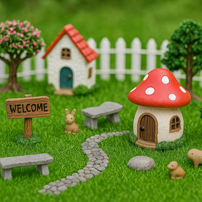 4 Packs Fake Grass Decor for Crafts, 6" x 6" Fairy Artificial Moss for Miniature Garden, Dollhouse Accessories Diorama Supplies DIY Decoration