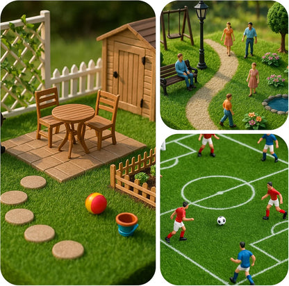 4 Packs Fake Grass Decor for Crafts, 6" x 6" Fairy Artificial Moss for Miniature Garden, Dollhouse Accessories Diorama Supplies DIY Decoration