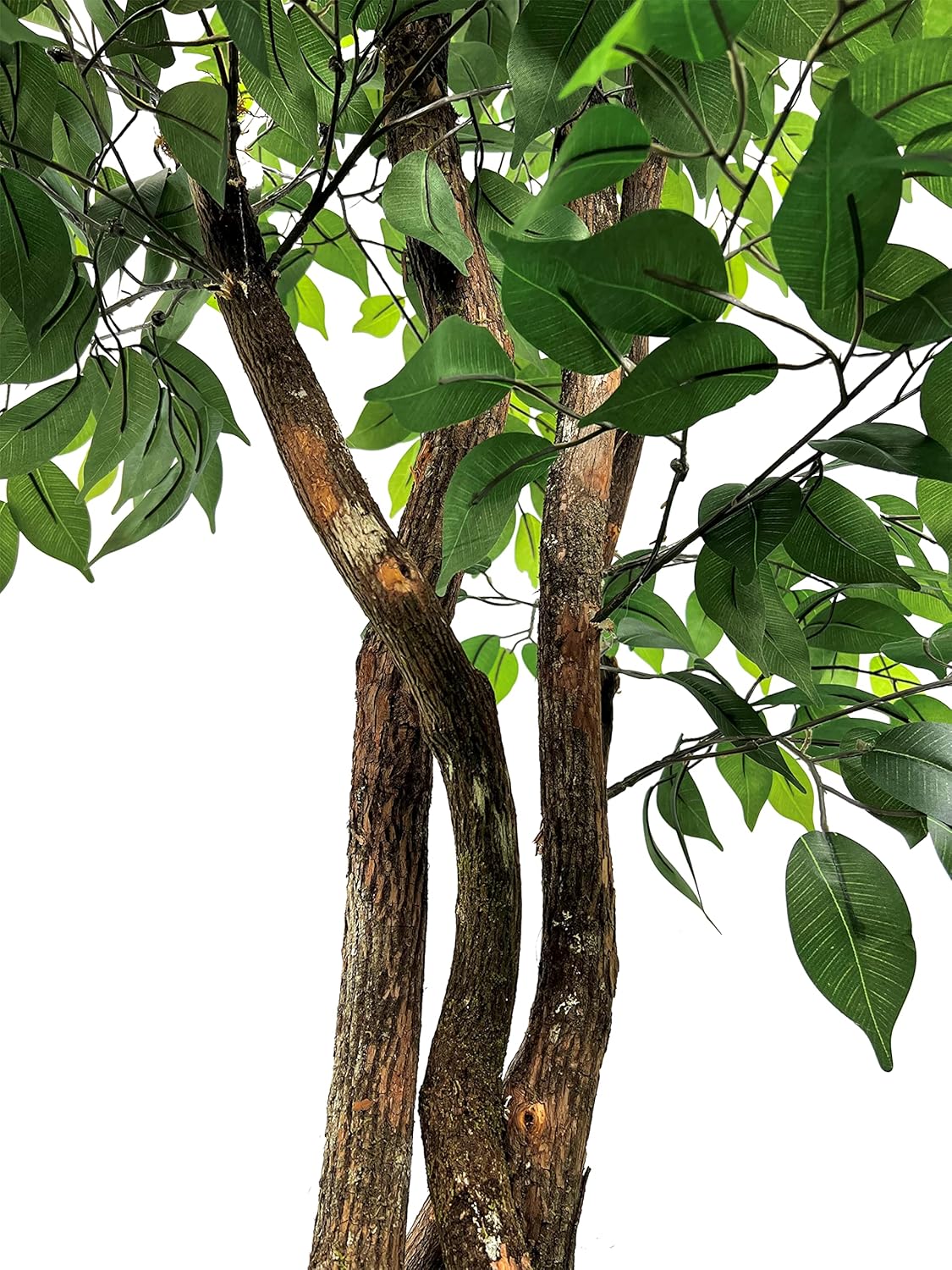 Handmade 6.5ft 3-Tier Ficus Artificial Tree with Ethically Sourced Real Wood Trunks, Hypoallergenic, 6.5-Foot, Green