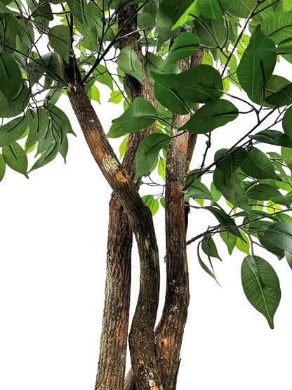 Handmade 6.5ft 3-Tier Ficus Artificial Tree with Ethically Sourced Real Wood Trunks, Hypoallergenic, 6.5-Foot, Green