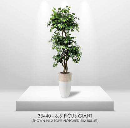 Handmade 6.5ft 3-Tier Ficus Artificial Tree with Ethically Sourced Real Wood Trunks, Hypoallergenic, 6.5-Foot, Green