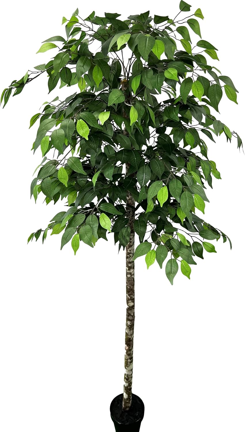 Handmade 6.5ft 3-Tier Ficus Artificial Tree with Ethically Sourced Real Wood Trunks, Hypoallergenic, 6.5-Foot, Green