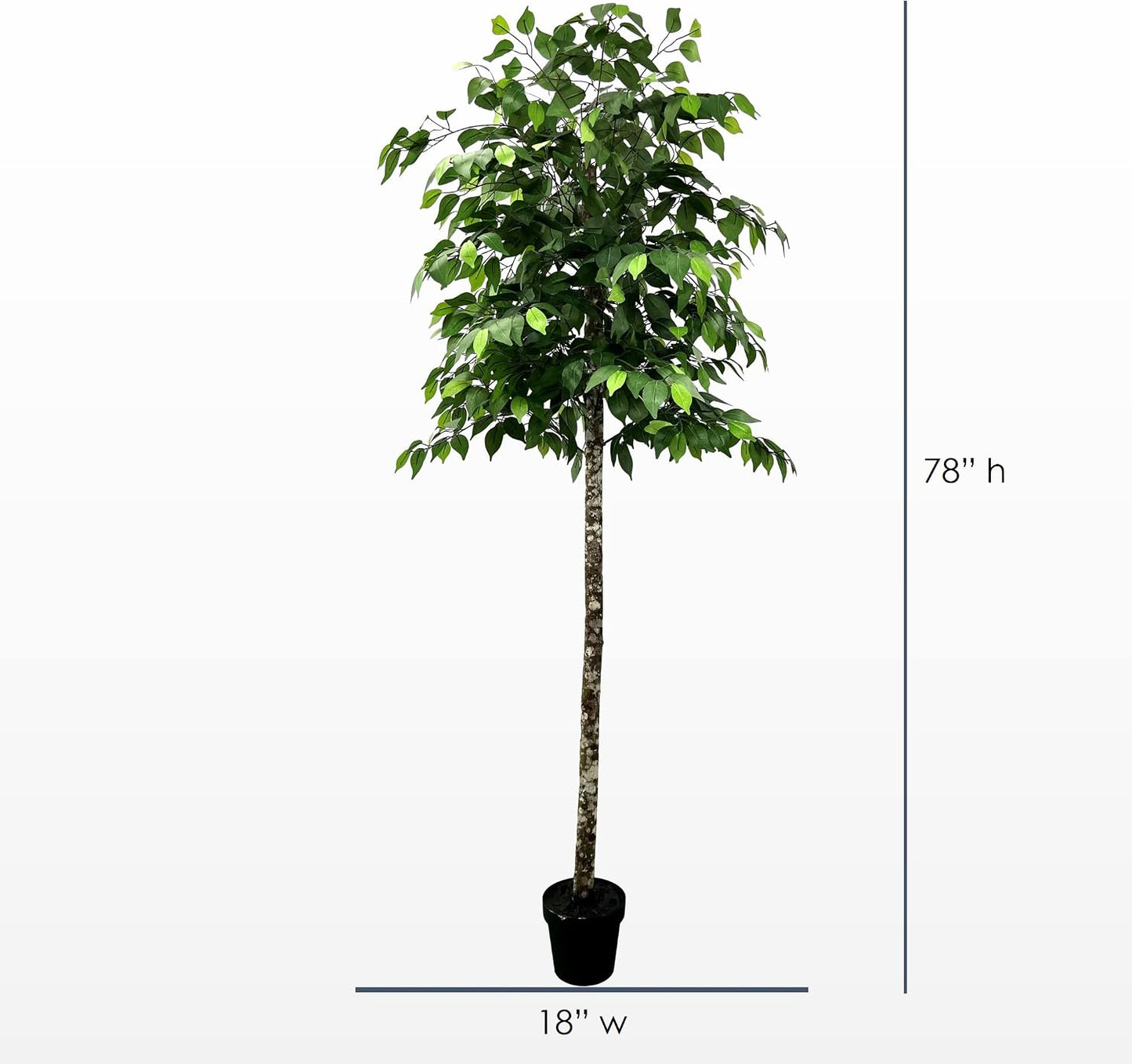 Handmade 6.5ft 3-Tier Ficus Artificial Tree with Ethically Sourced Real Wood Trunks, Hypoallergenic, 6.5-Foot, Green