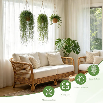 6 Pcs Artificial Succulents Hanging Plants, Fake String of Pearls Greenery Plants, Decoration for Wall, Home, Backdrop, Garden, Indoor and Outdoor