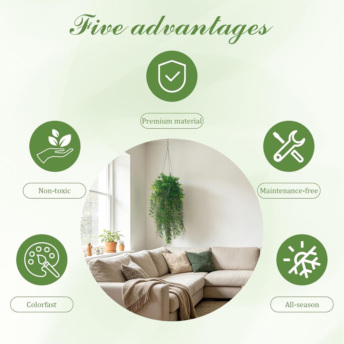 6 Pcs Artificial Succulents Hanging Plants, Fake String of Pearls Greenery Plants, Decoration for Wall, Home, Backdrop, Garden, Indoor and Outdoor
