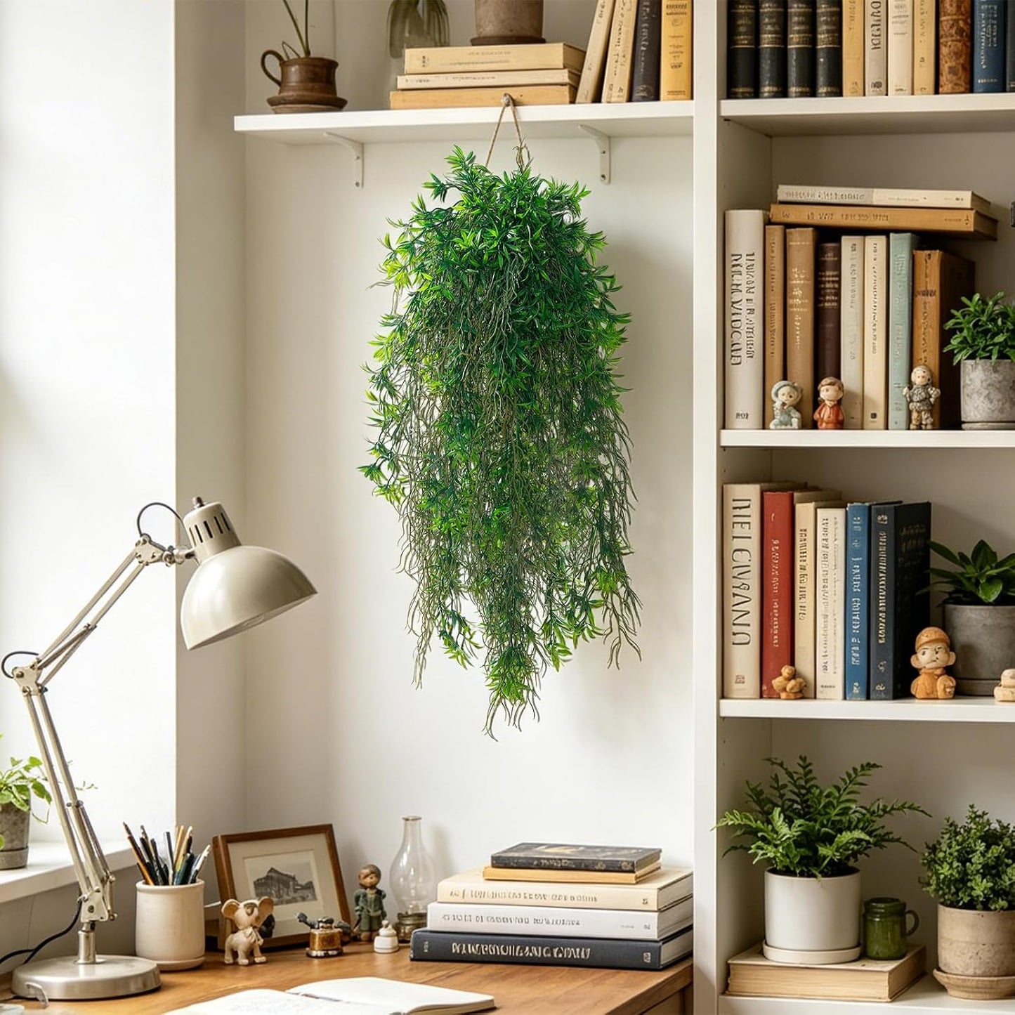6 Pcs Artificial Succulents Hanging Plants, Fake String of Pearls Greenery Plants, Decoration for Wall, Home, Backdrop, Garden, Indoor and Outdoor