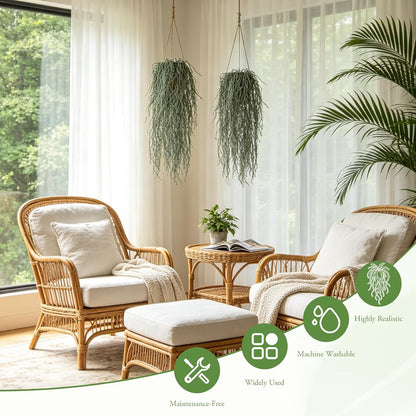 6 Pcs Artificial Succulents Hanging Plants, Fake String of Pearls Greenery Plants, Decoration for Wall, Home, Backdrop, Garden, Indoor and Outdoor