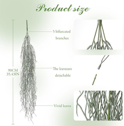 6 Pcs Artificial Succulents Hanging Plants, Fake String of Pearls Greenery Plants, Decoration for Wall, Home, Backdrop, Garden, Indoor and Outdoor