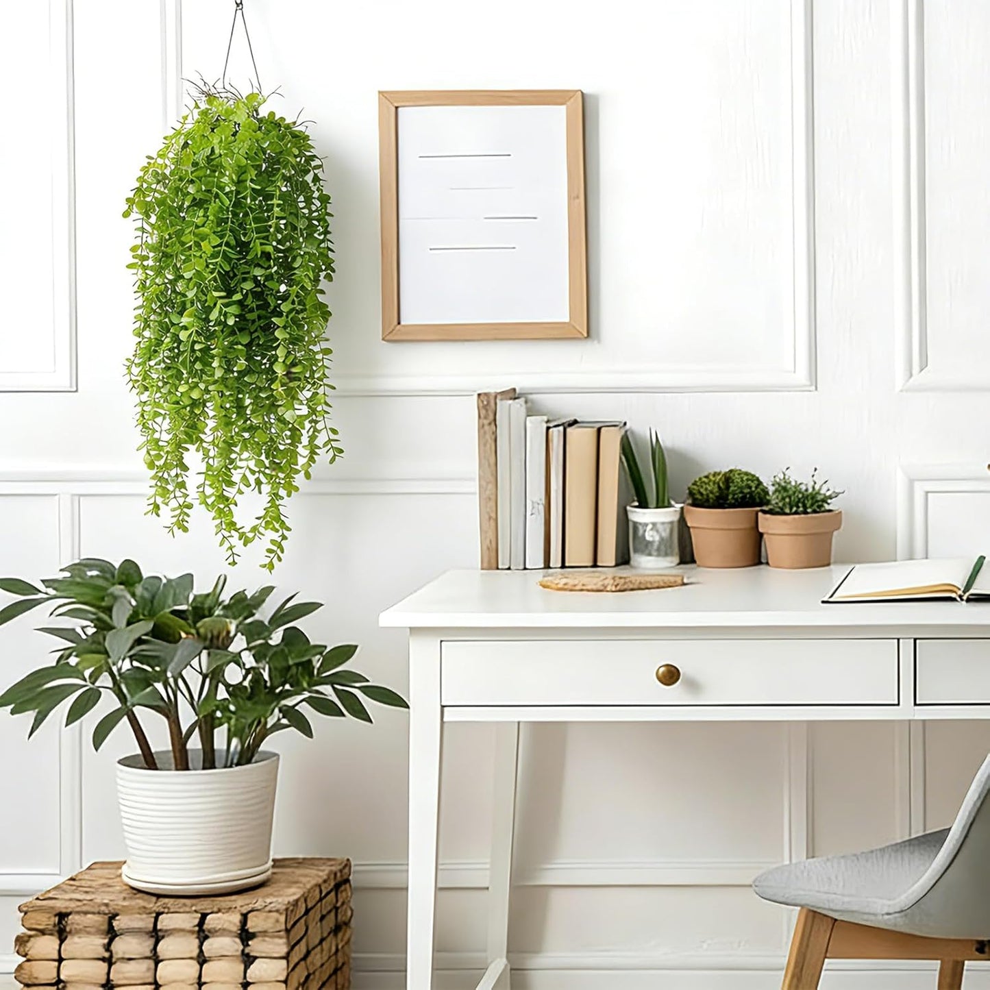 6 Pcs Artificial Succulents Hanging Plants, Fake String of Pearls Greenery Plants, Decoration for Wall, Home, Backdrop, Garden, Indoor and Outdoor
