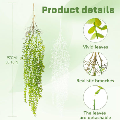 6 Pcs Artificial Succulents Hanging Plants, Fake String of Pearls Greenery Plants, Decoration for Wall, Home, Backdrop, Garden, Indoor and Outdoor