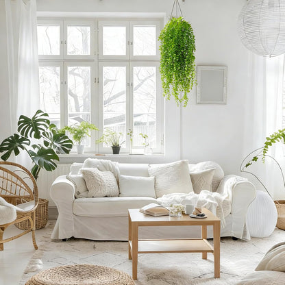 6 Pcs Artificial Succulents Hanging Plants, Fake String of Pearls Greenery Plants, Decoration for Wall, Home, Backdrop, Garden, Indoor and Outdoor