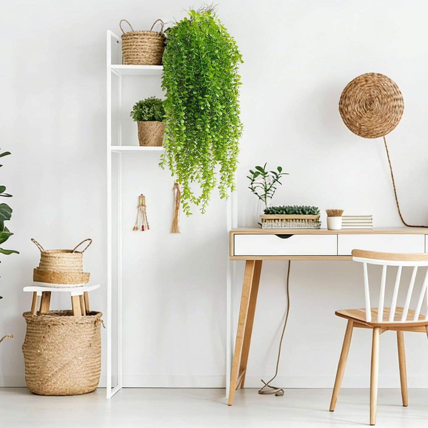 6 Pcs Artificial Succulents Hanging Plants, Fake String of Pearls Greenery Plants, Decoration for Wall, Home, Backdrop, Garden, Indoor and Outdoor