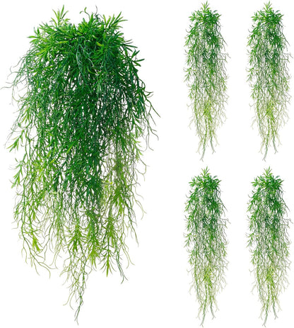 6 Pcs Artificial Succulents Hanging Plants, Fake String of Pearls Greenery Plants, Decoration for Wall, Home, Backdrop, Garden, Indoor and Outdoor