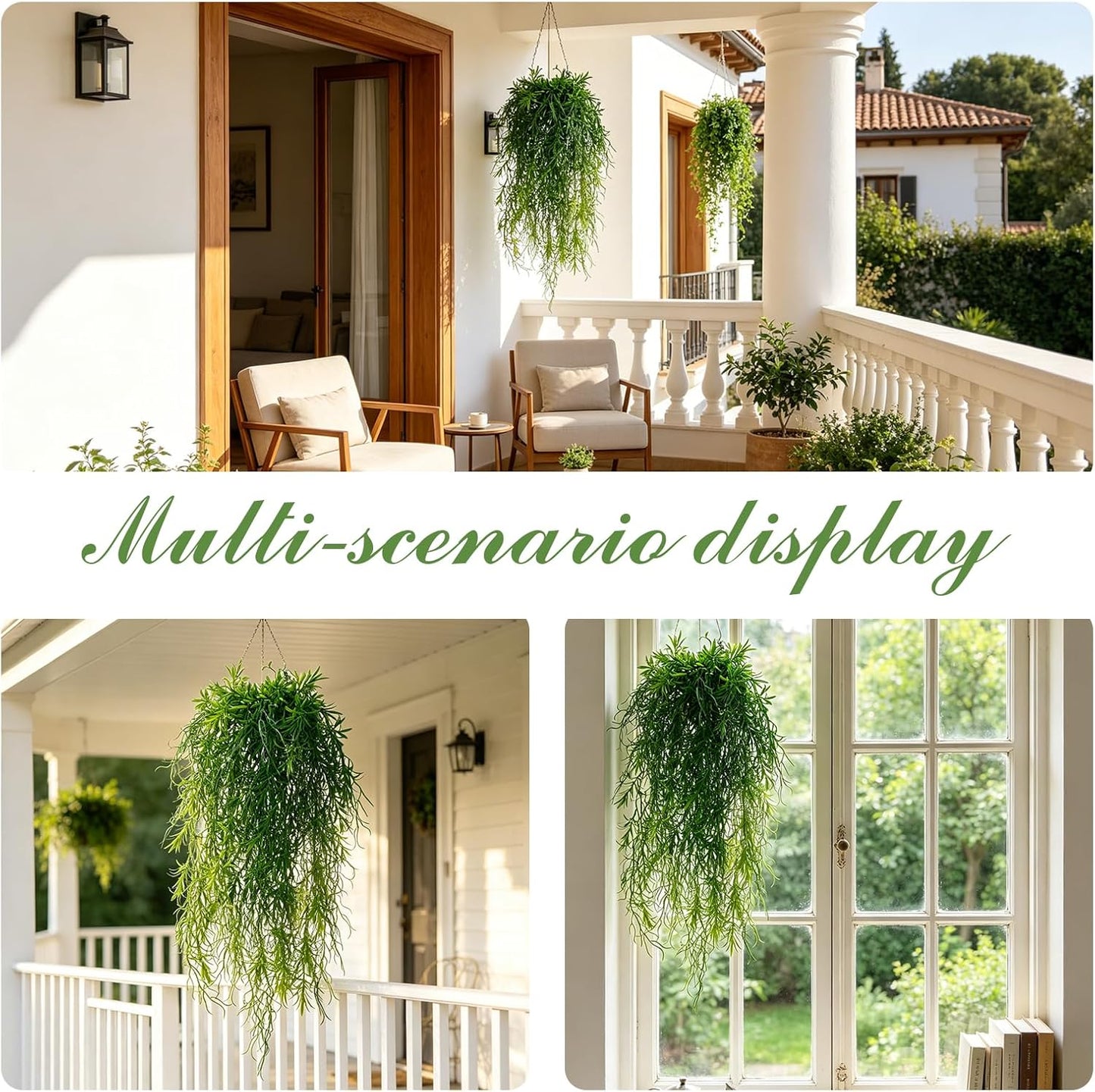 6 Pcs Artificial Succulents Hanging Plants, Fake String of Pearls Greenery Plants, Decoration for Wall, Home, Backdrop, Garden, Indoor and Outdoor