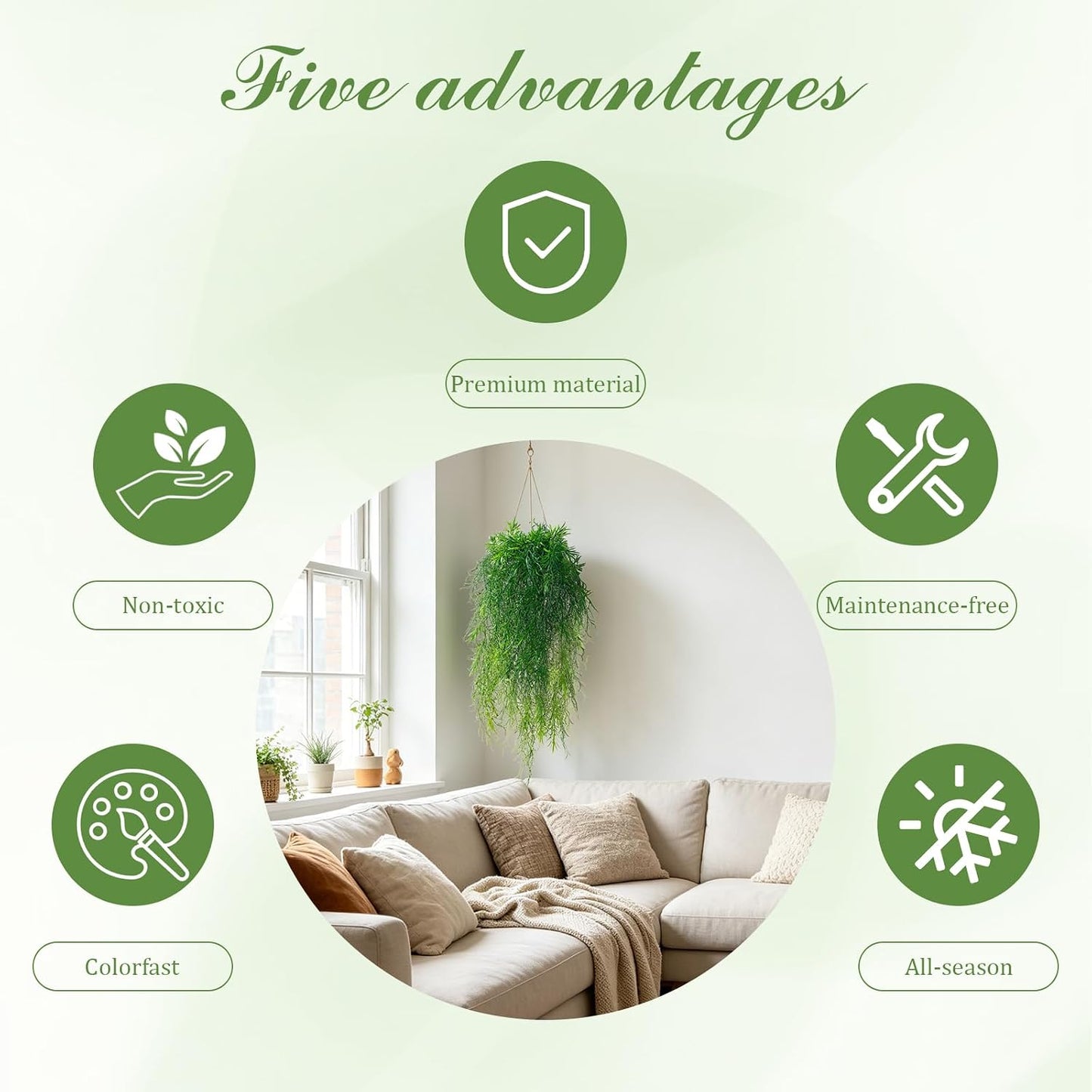 6 Pcs Artificial Succulents Hanging Plants, Fake String of Pearls Greenery Plants, Decoration for Wall, Home, Backdrop, Garden, Indoor and Outdoor