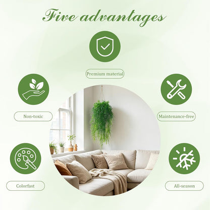 6 Pcs Artificial Succulents Hanging Plants, Fake String of Pearls Greenery Plants, Decoration for Wall, Home, Backdrop, Garden, Indoor and Outdoor