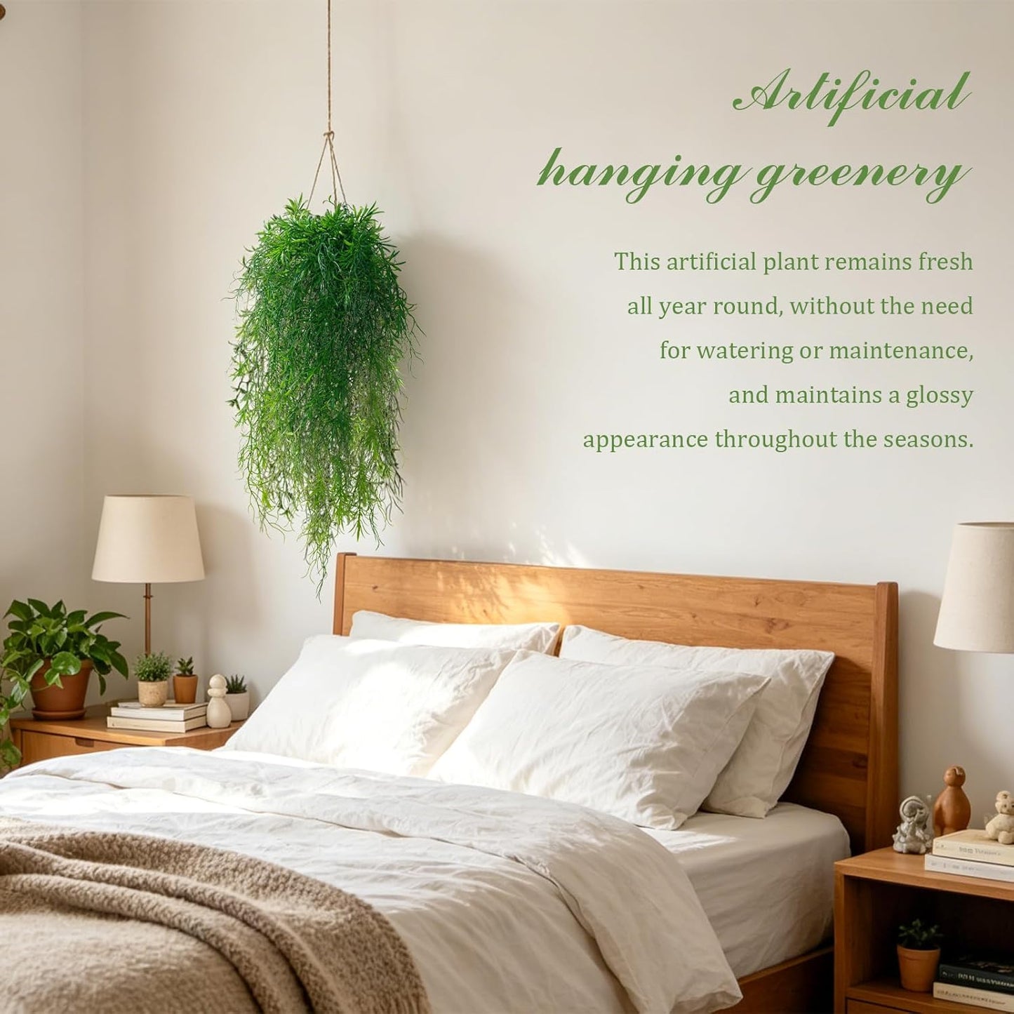 6 Pcs Artificial Succulents Hanging Plants, Fake String of Pearls Greenery Plants, Decoration for Wall, Home, Backdrop, Garden, Indoor and Outdoor