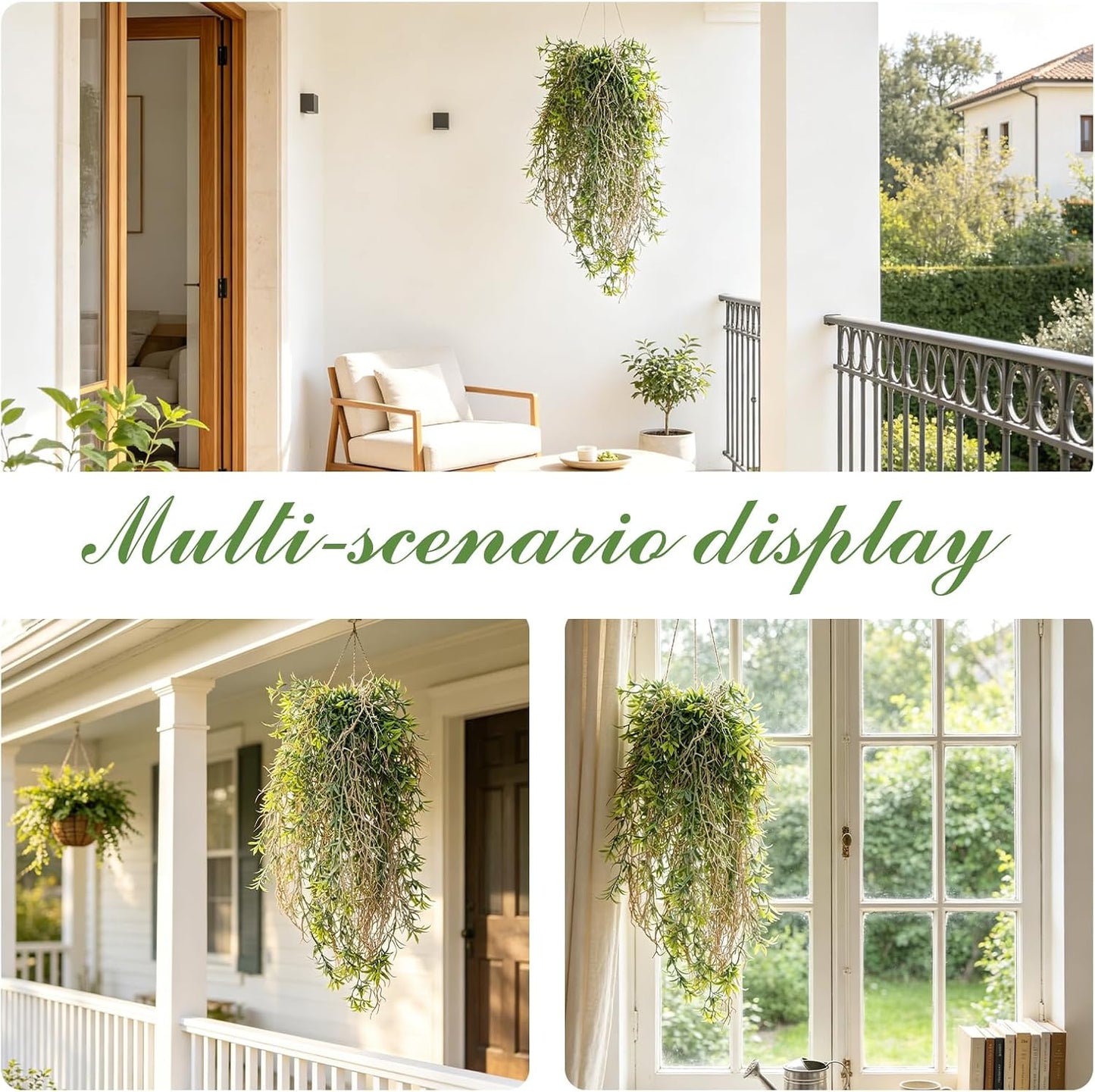 6 Pcs Artificial Succulents Hanging Plants, Fake String of Pearls Greenery Plants, Decoration for Wall, Home, Backdrop, Garden, Indoor and Outdoor