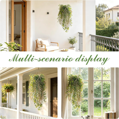 6 Pcs Artificial Succulents Hanging Plants, Fake String of Pearls Greenery Plants, Decoration for Wall, Home, Backdrop, Garden, Indoor and Outdoor