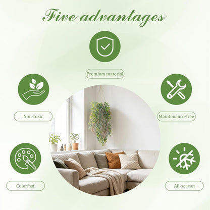 6 Pcs Artificial Succulents Hanging Plants, Fake String of Pearls Greenery Plants, Decoration for Wall, Home, Backdrop, Garden, Indoor and Outdoor