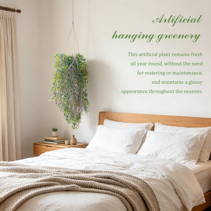 6 Pcs Artificial Succulents Hanging Plants, Fake String of Pearls Greenery Plants, Decoration for Wall, Home, Backdrop, Garden, Indoor and Outdoor