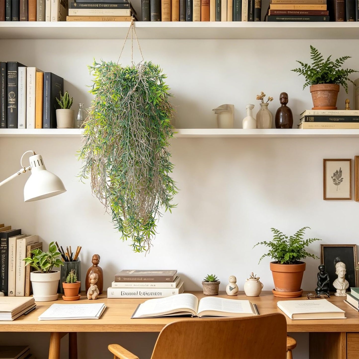 6 Pcs Artificial Succulents Hanging Plants, Fake String of Pearls Greenery Plants, Decoration for Wall, Home, Backdrop, Garden, Indoor and Outdoor