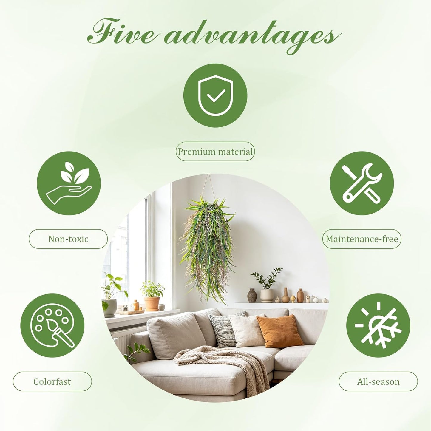 6 Pcs Artificial Succulents Hanging Plants, Fake String of Pearls Greenery Plants, Decoration for Wall, Home, Backdrop, Garden, Indoor and Outdoor