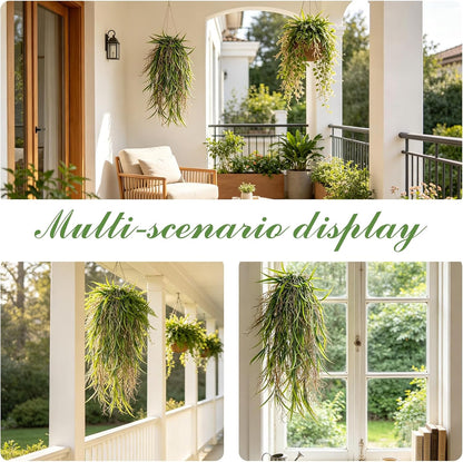 6 Pcs Artificial Succulents Hanging Plants, Fake String of Pearls Greenery Plants, Decoration for Wall, Home, Backdrop, Garden, Indoor and Outdoor