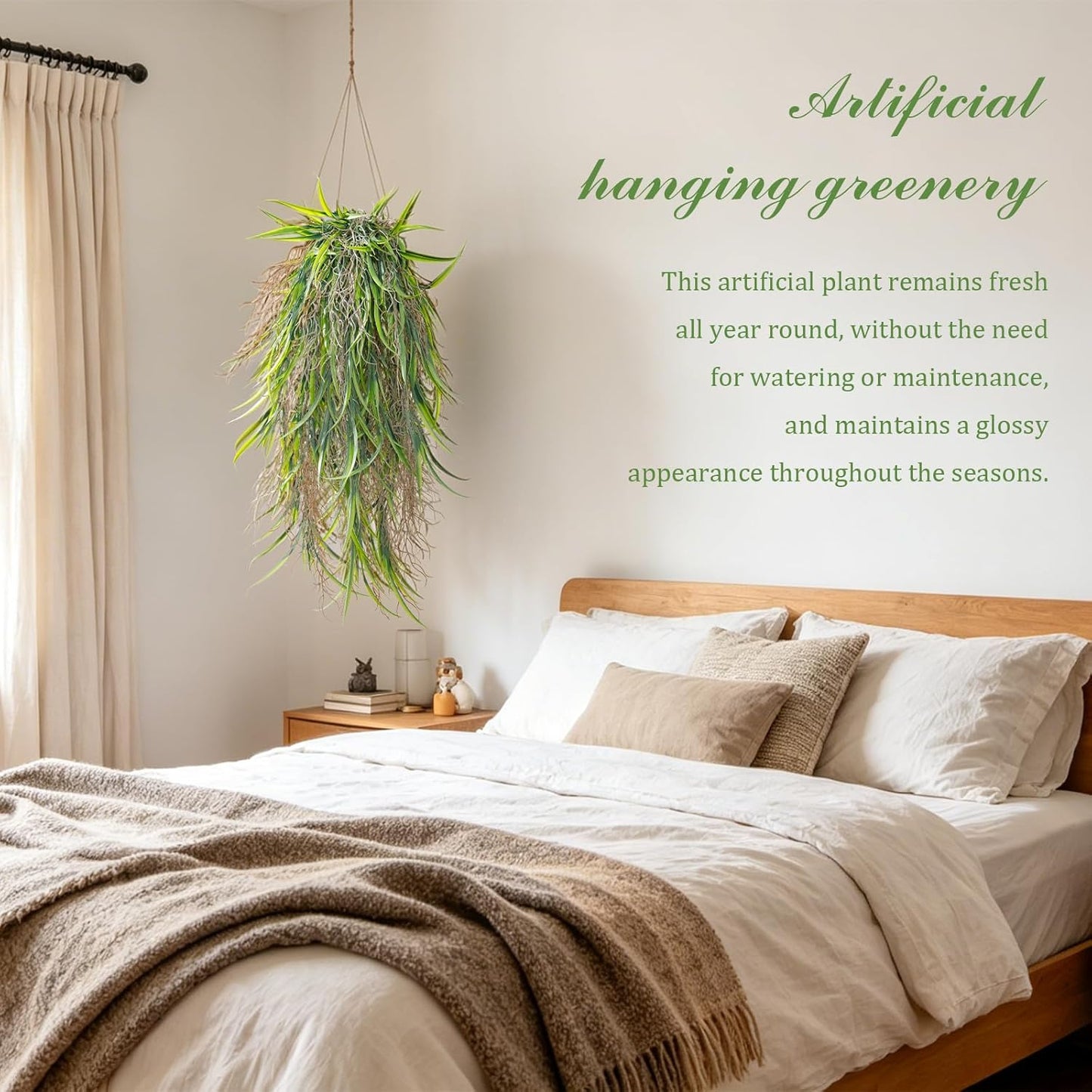 6 Pcs Artificial Succulents Hanging Plants, Fake String of Pearls Greenery Plants, Decoration for Wall, Home, Backdrop, Garden, Indoor and Outdoor
