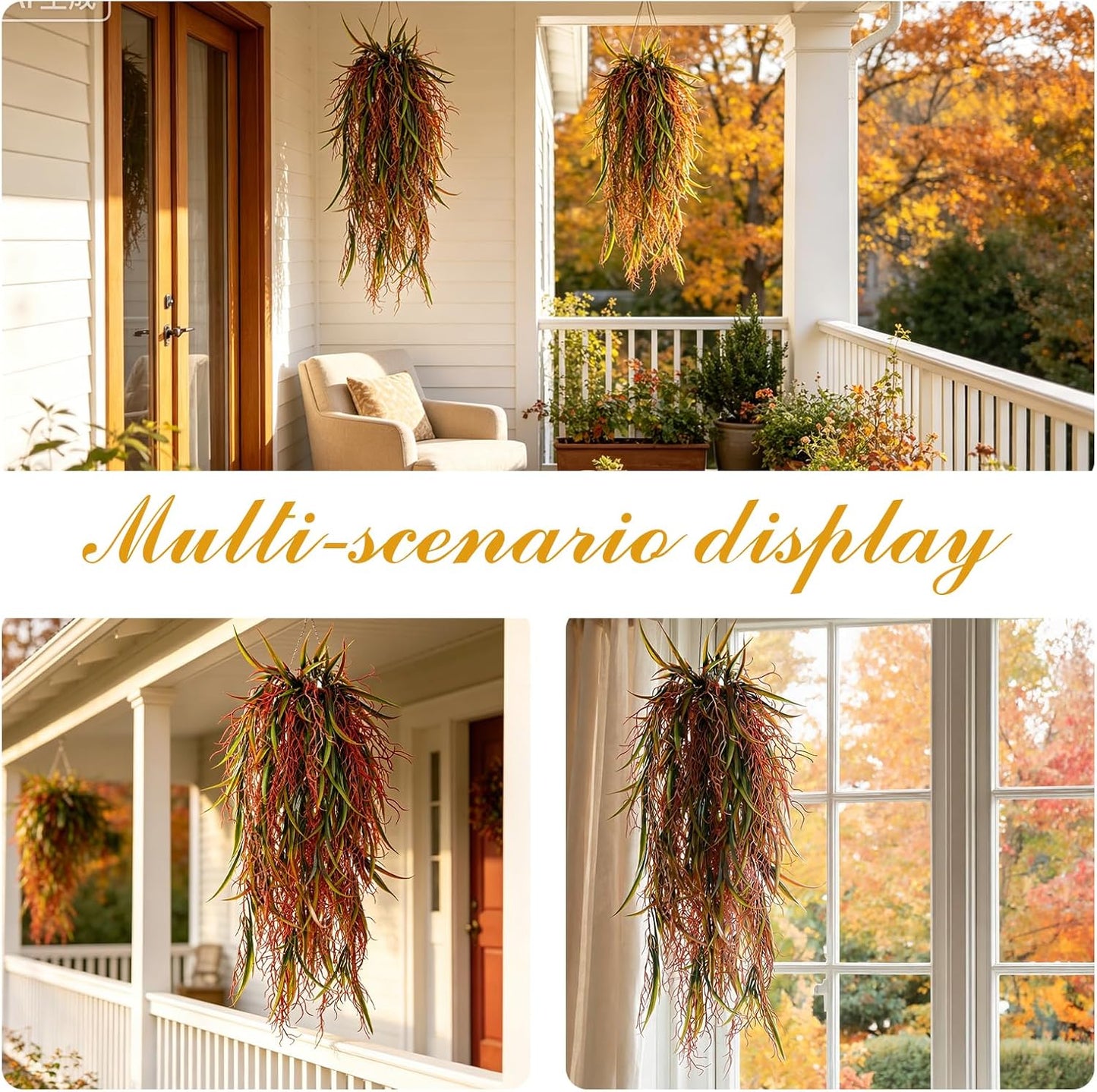 6 Pcs Artificial Succulents Hanging Plants, Fake String of Pearls Greenery Plants, Decoration for Wall, Home, Backdrop, Garden, Indoor and Outdoor