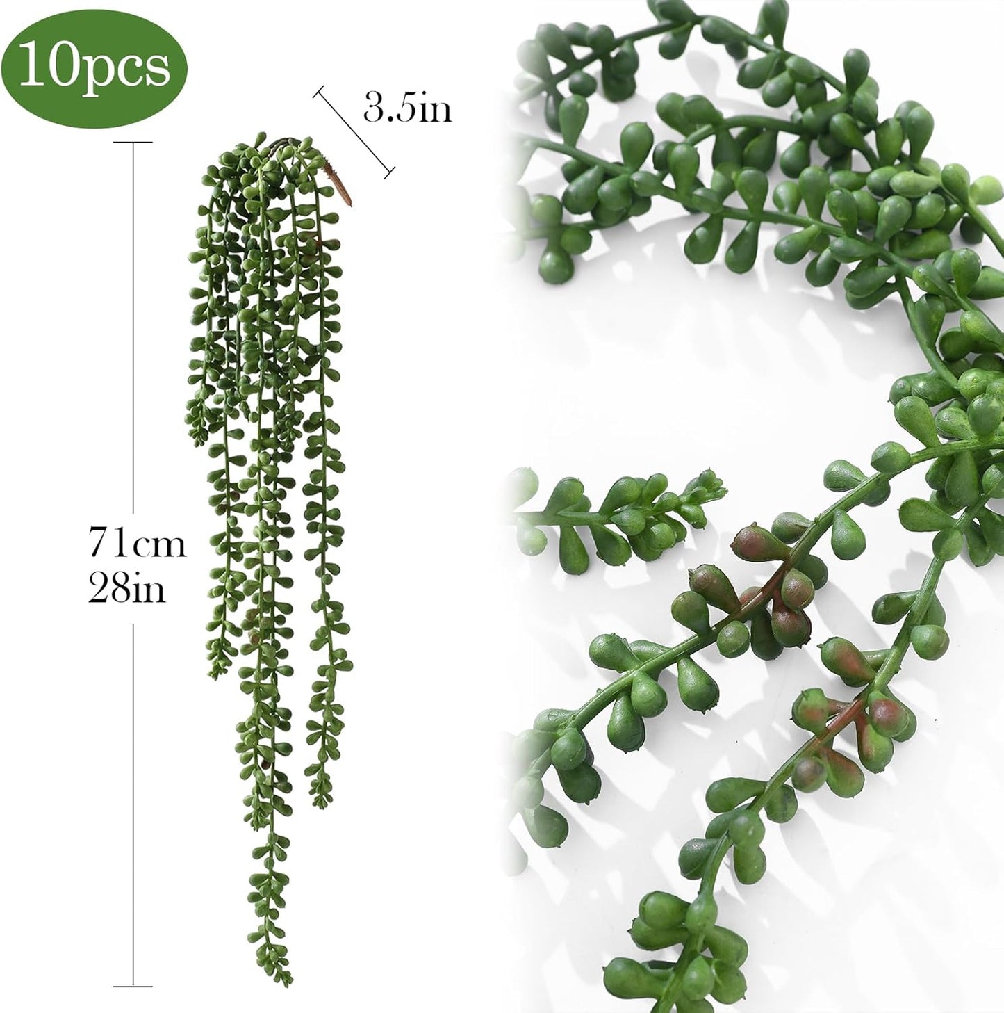 6 Pcs Artificial Succulents Hanging Plants, Fake String of Pearls Greenery Plants, Decoration for Wall, Home, Backdrop, Garden, Indoor and Outdoor