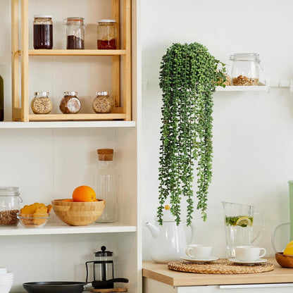6 Pcs Artificial Succulents Hanging Plants, Fake String of Pearls Greenery Plants, Decoration for Wall, Home, Backdrop, Garden, Indoor and Outdoor