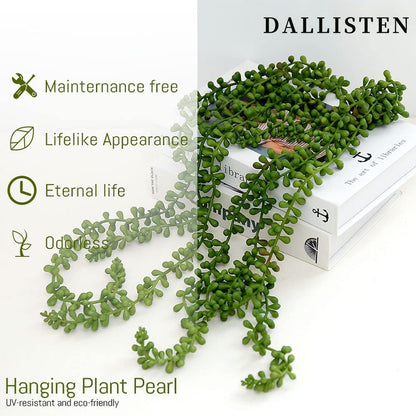 6 Pcs Artificial Succulents Hanging Plants, Fake String of Pearls Greenery Plants, Decoration for Wall, Home, Backdrop, Garden, Indoor and Outdoor