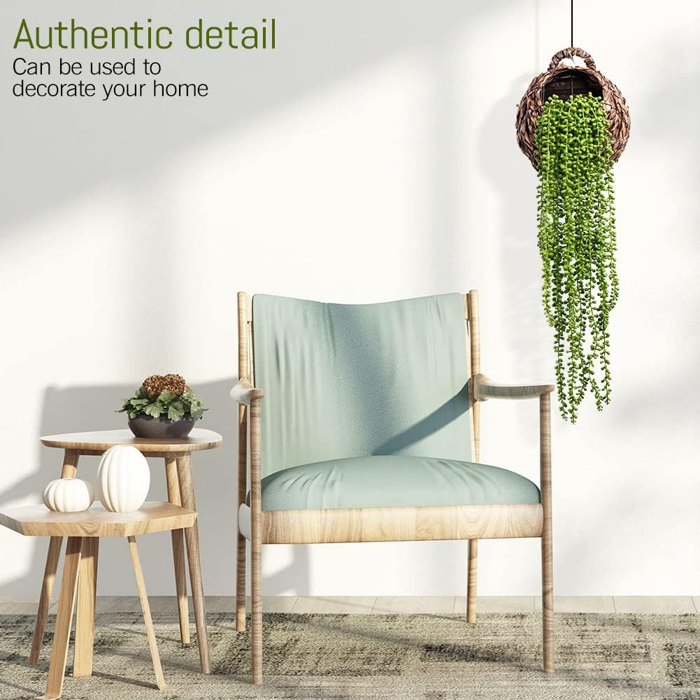 6 Pcs Artificial Succulents Hanging Plants, Fake String of Pearls Greenery Plants, Decoration for Wall, Home, Backdrop, Garden, Indoor and Outdoor