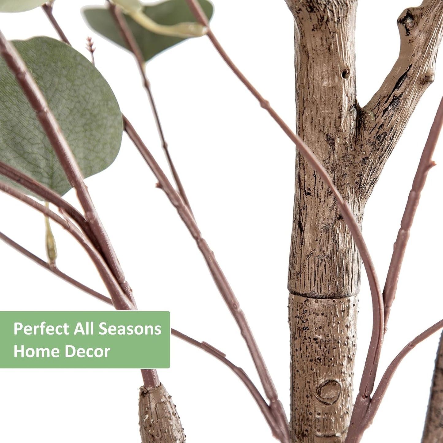 4FT Tall Faux Eucalyptus Tree, Artificial Plants with Realistic Trunk and Lifelike Leaves for Home Office Decor 4FT Fake Eucalyptus Tree for Home House Office Décor