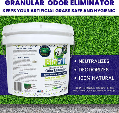 BioTurf Granular Turf Infill – Yard Odor Eliminator for Artificial Grass & Dog Runs – Natural Turf Deodorizer for Pet Urine & Feces Neutralizer – Safe for Kids & Pets – 5 Gallon Pail