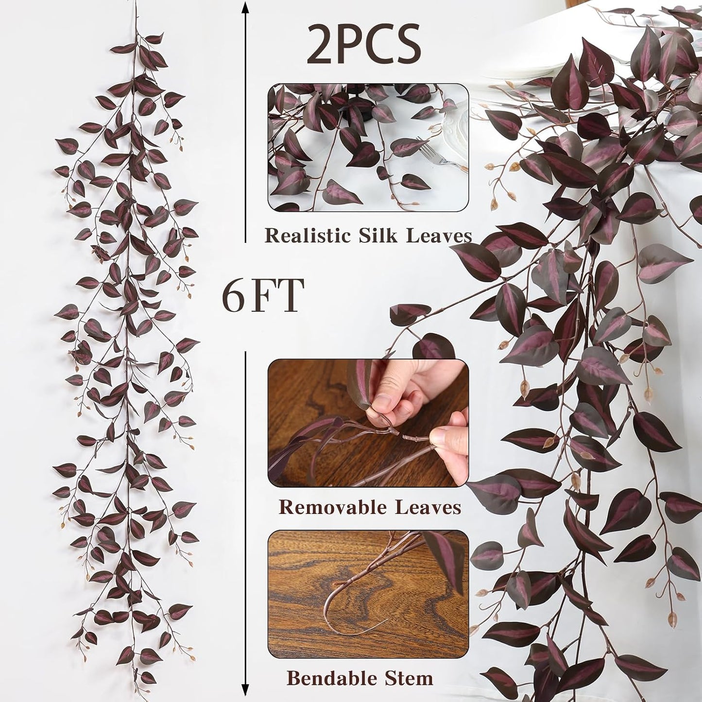 2 Strands Artificial Vines Ivy Garland 79" Fake Vine with Silk Green Leaves Faux Hanging Plants Greenery Decoration for Outdoors Party Wedding Indoor Mantle Bedroom Home Decor (Ivy)