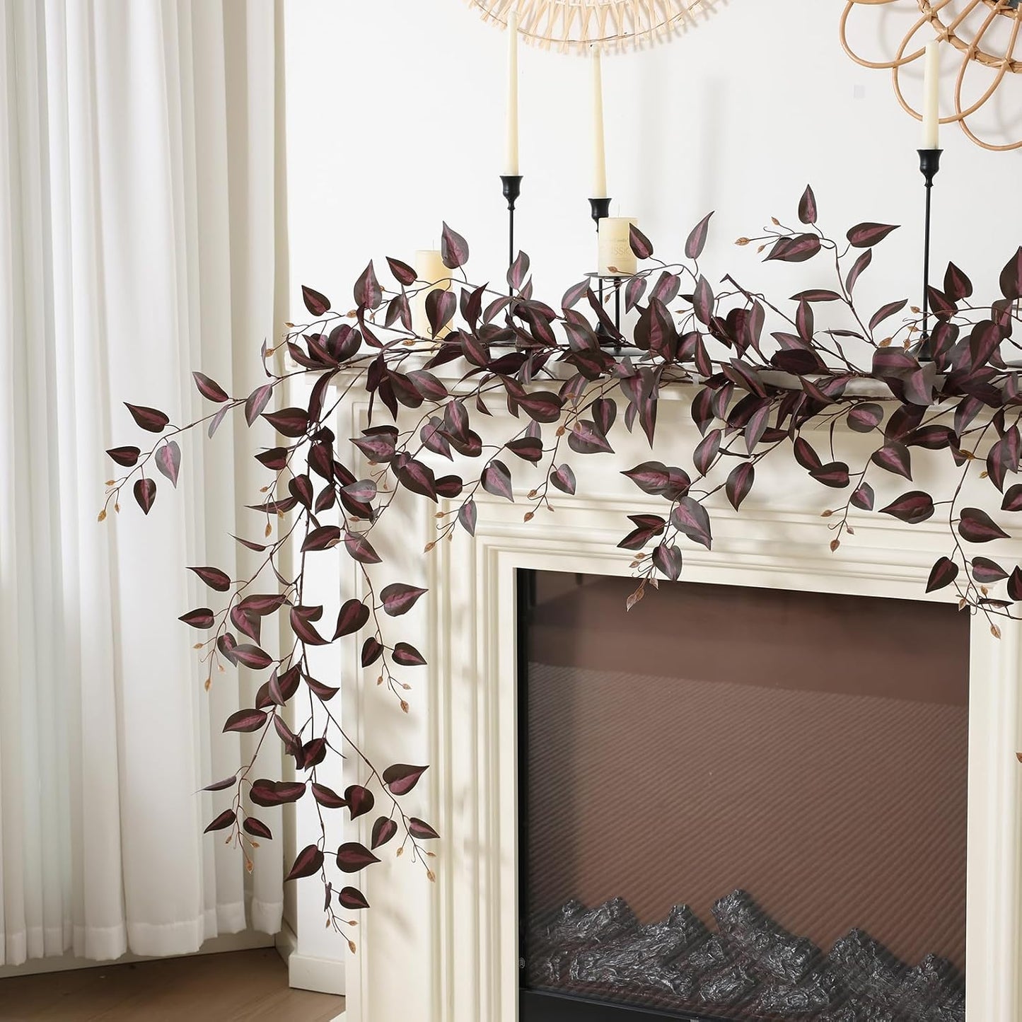 2 Strands Artificial Vines Ivy Garland 79" Fake Vine with Silk Green Leaves Faux Hanging Plants Greenery Decoration for Outdoors Party Wedding Indoor Mantle Bedroom Home Decor (Ivy)