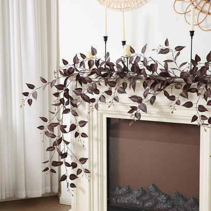 2 Strands Artificial Vines Ivy Garland 79" Fake Vine with Silk Green Leaves Faux Hanging Plants Greenery Decoration for Outdoors Party Wedding Indoor Mantle Bedroom Home Decor (Ivy)