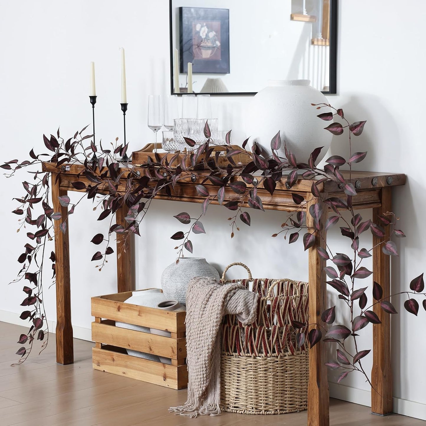 2 Strands Artificial Vines Ivy Garland 79" Fake Vine with Silk Green Leaves Faux Hanging Plants Greenery Decoration for Outdoors Party Wedding Indoor Mantle Bedroom Home Decor (Ivy)