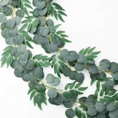 2 Strands Artificial Vines Ivy Garland 79" Fake Vine with Silk Green Leaves Faux Hanging Plants Greenery Decoration for Outdoors Party Wedding Indoor Mantle Bedroom Home Decor (Ivy)