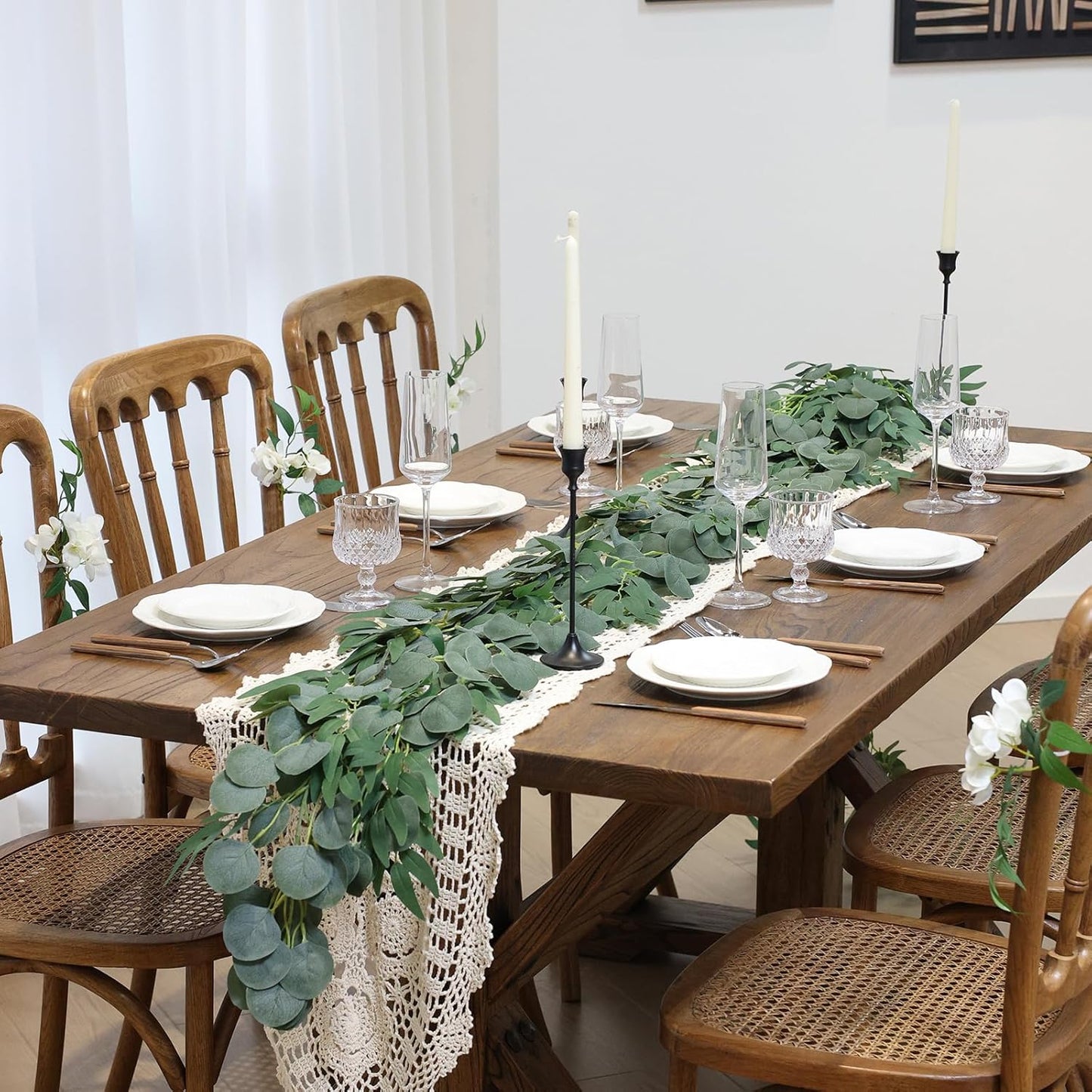 2 Strands Artificial Vines Ivy Garland 79" Fake Vine with Silk Green Leaves Faux Hanging Plants Greenery Decoration for Outdoors Party Wedding Indoor Mantle Bedroom Home Decor (Ivy)