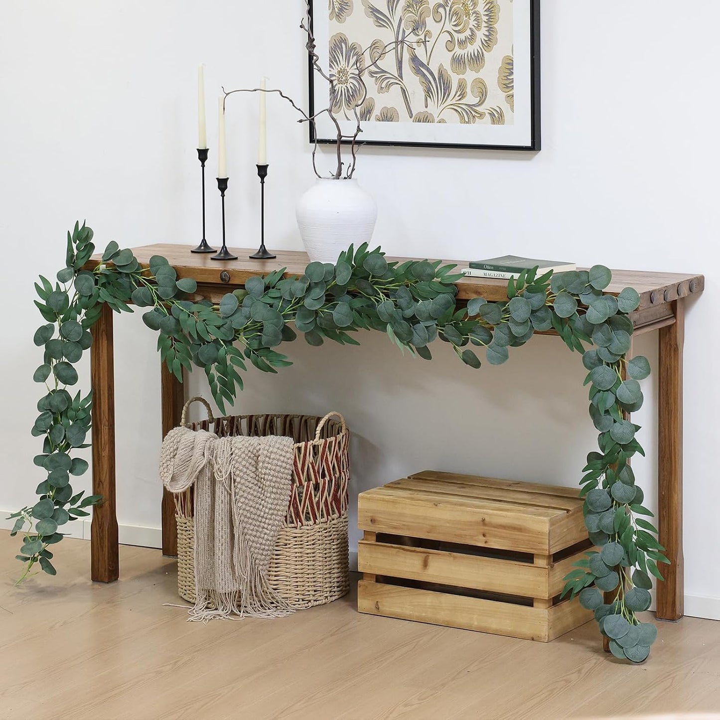 2 Strands Artificial Vines Ivy Garland 79" Fake Vine with Silk Green Leaves Faux Hanging Plants Greenery Decoration for Outdoors Party Wedding Indoor Mantle Bedroom Home Decor (Ivy)