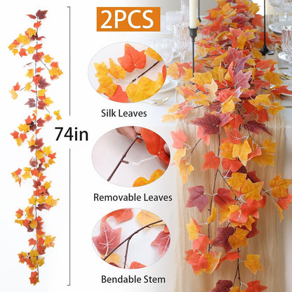 2 Strands Artificial Vines Ivy Garland 79" Fake Vine with Silk Green Leaves Faux Hanging Plants Greenery Decoration for Outdoors Party Wedding Indoor Mantle Bedroom Home Decor (Ivy)