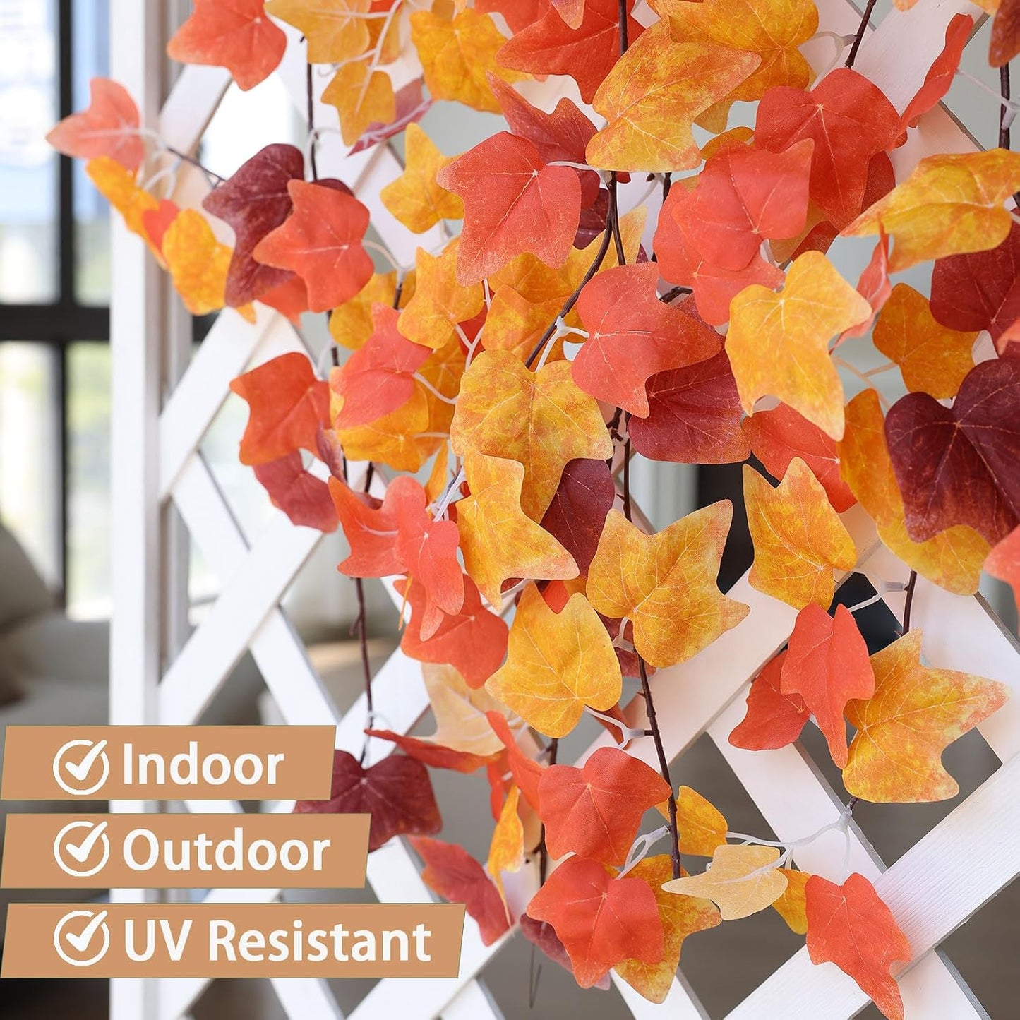 2 Strands Artificial Vines Ivy Garland 79" Fake Vine with Silk Green Leaves Faux Hanging Plants Greenery Decoration for Outdoors Party Wedding Indoor Mantle Bedroom Home Decor (Ivy)