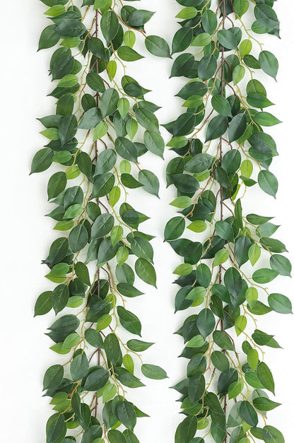 2 Strands Artificial Vines Ivy Garland 79" Fake Vine with Silk Green Leaves Faux Hanging Plants Greenery Decoration for Outdoors Party Wedding Indoor Mantle Bedroom Home Decor (Ivy)