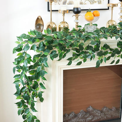 2 Strands Artificial Vines Ivy Garland 79" Fake Vine with Silk Green Leaves Faux Hanging Plants Greenery Decoration for Outdoors Party Wedding Indoor Mantle Bedroom Home Decor (Ivy)
