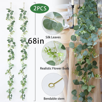 2 Strands Artificial Vines Ivy Garland 79" Fake Vine with Silk Green Leaves Faux Hanging Plants Greenery Decoration for Outdoors Party Wedding Indoor Mantle Bedroom Home Decor (Ivy)